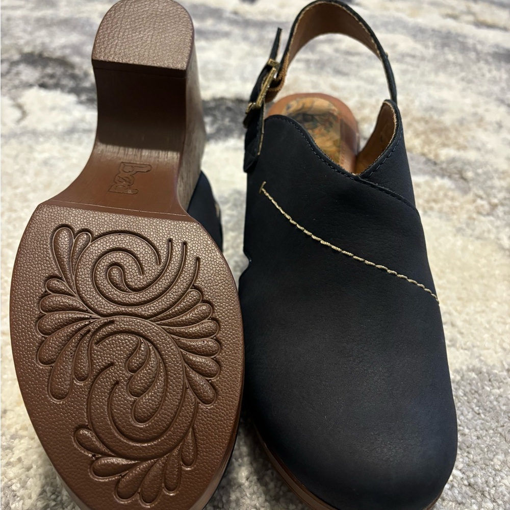 BOC Black Wedge Shoes with Brown Sole